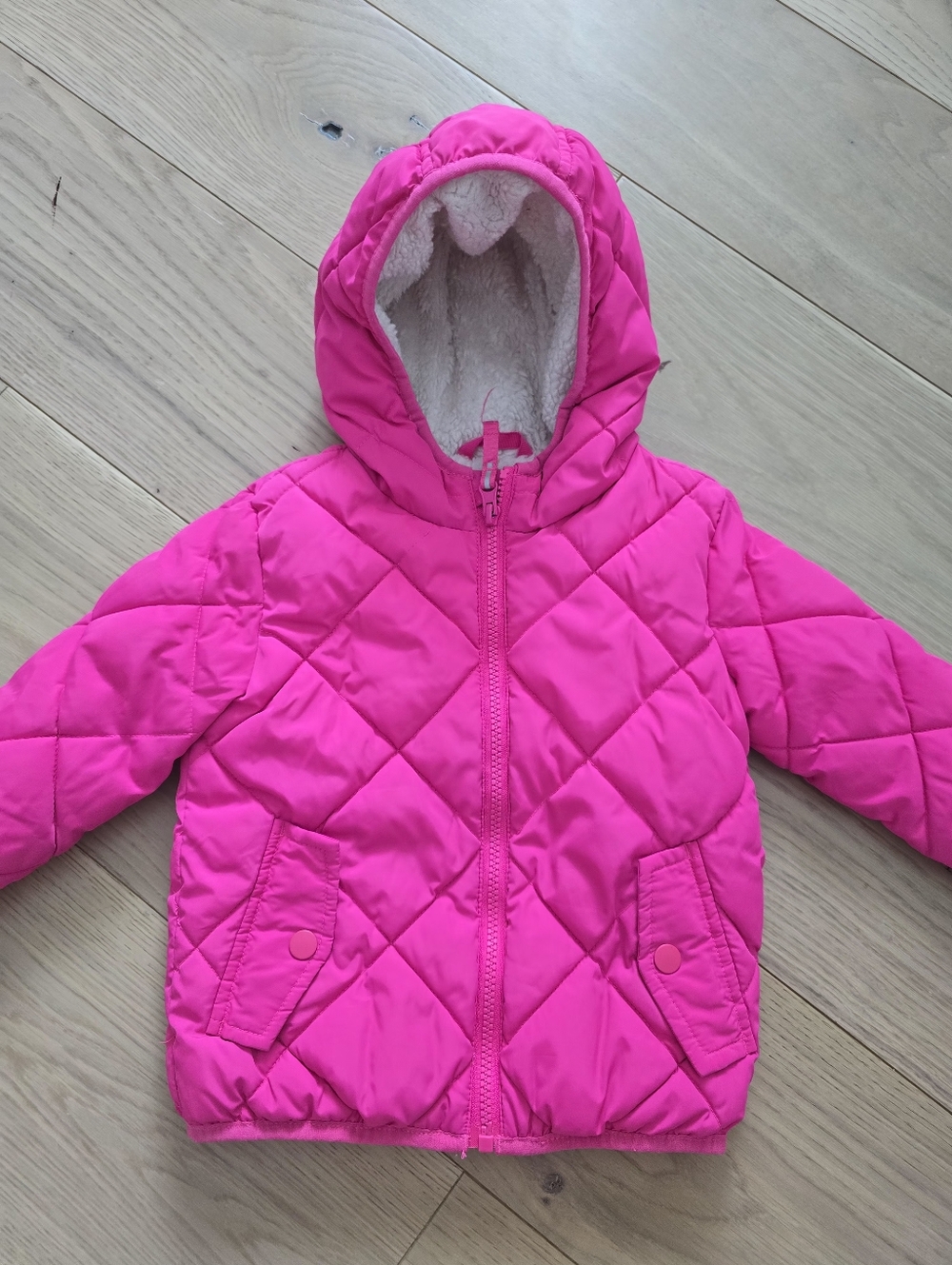 GUC Cat & Jack Hot Pink Quilted Hooded Jacket 4T